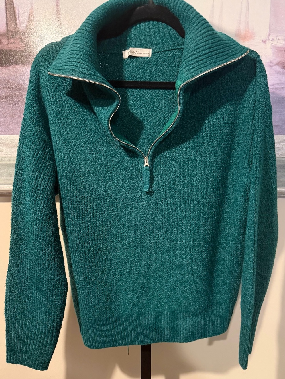 Zenana Outfitters Forest Green Quarter-Zip Sweater